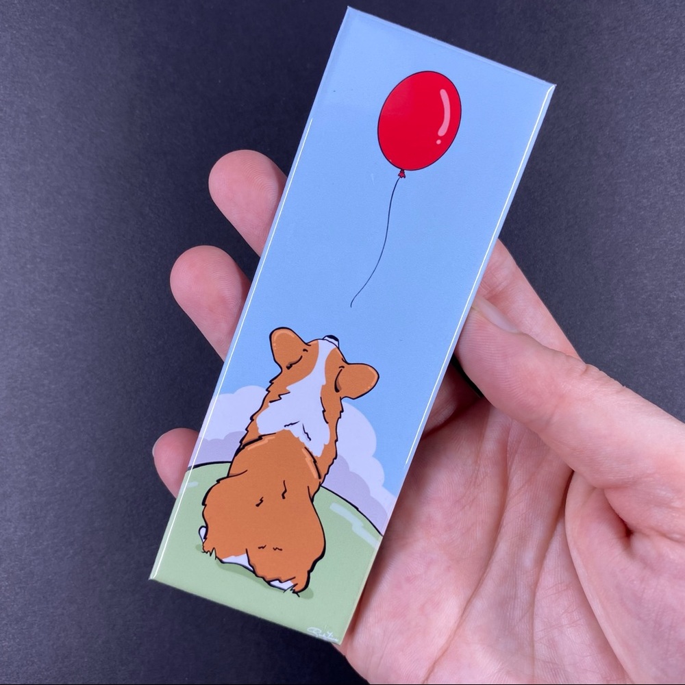 Red Pembroke Corgi Dog Balloon Magnet Handmade